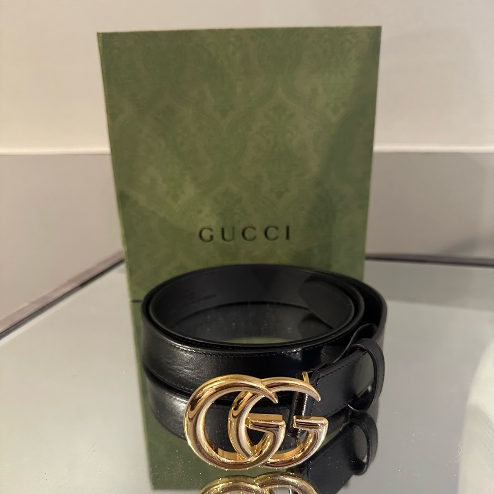 GG MARMONT LEATHER BELT WITH SHINY BUCKLE